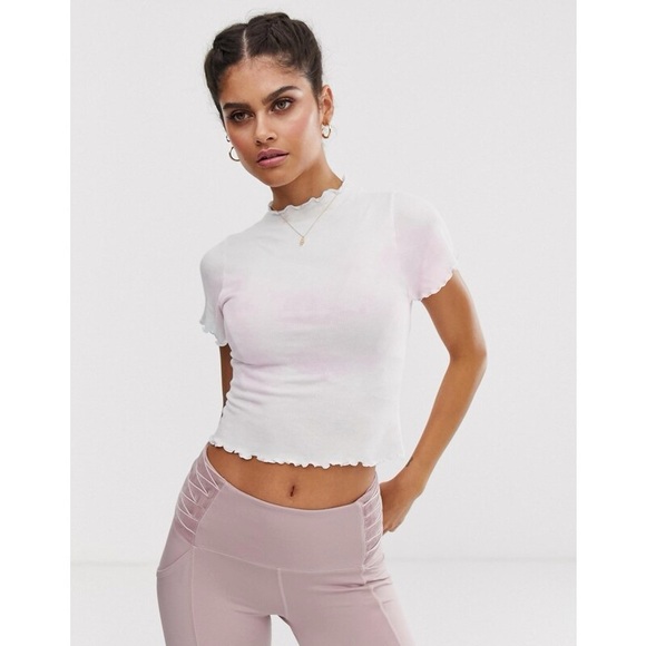 NWOT FP Movement Madeline Funnel Neck Top in Pink Blue White Tie-Dye - Picture 4 of 4